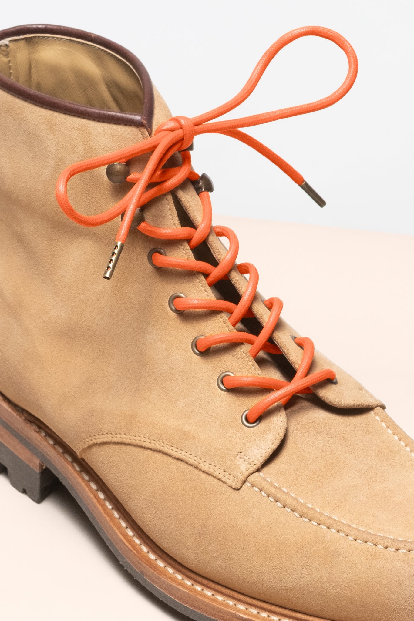 Orange - 4mm round waxed shoelaces for boots and shoes made from 100% organic cotton - Senkels