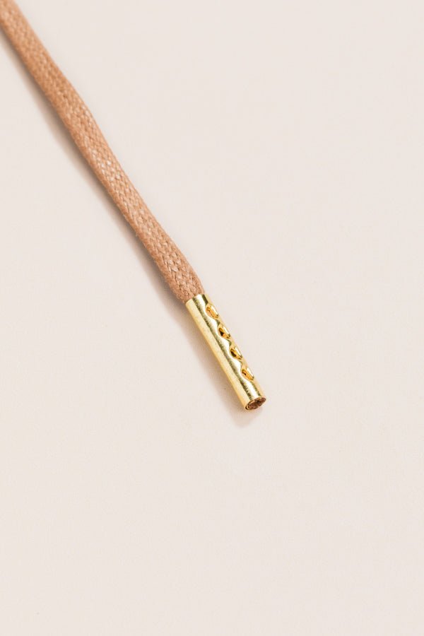 Taupe - 4mm round waxed shoelaces for boots and shoes made from 100% organic cotton - Senkels