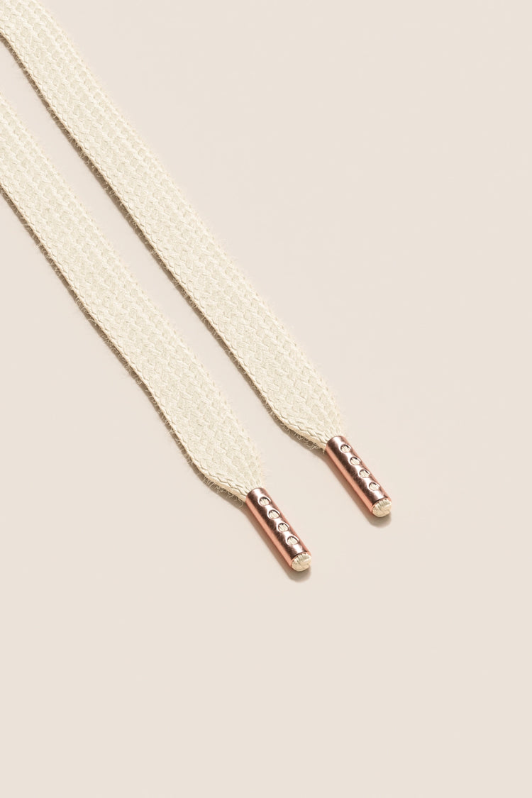 Senkels Cream Sneaker Shoelaces with Rose Gold Aglets