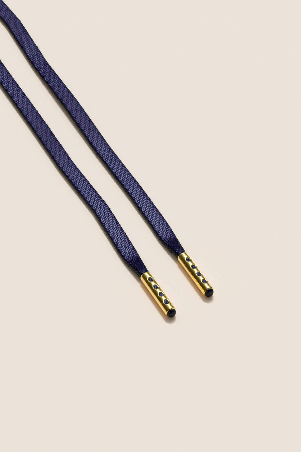 Senkels Dark Blue 3mm Flat Waxed Shoelaces with Gold Aglets