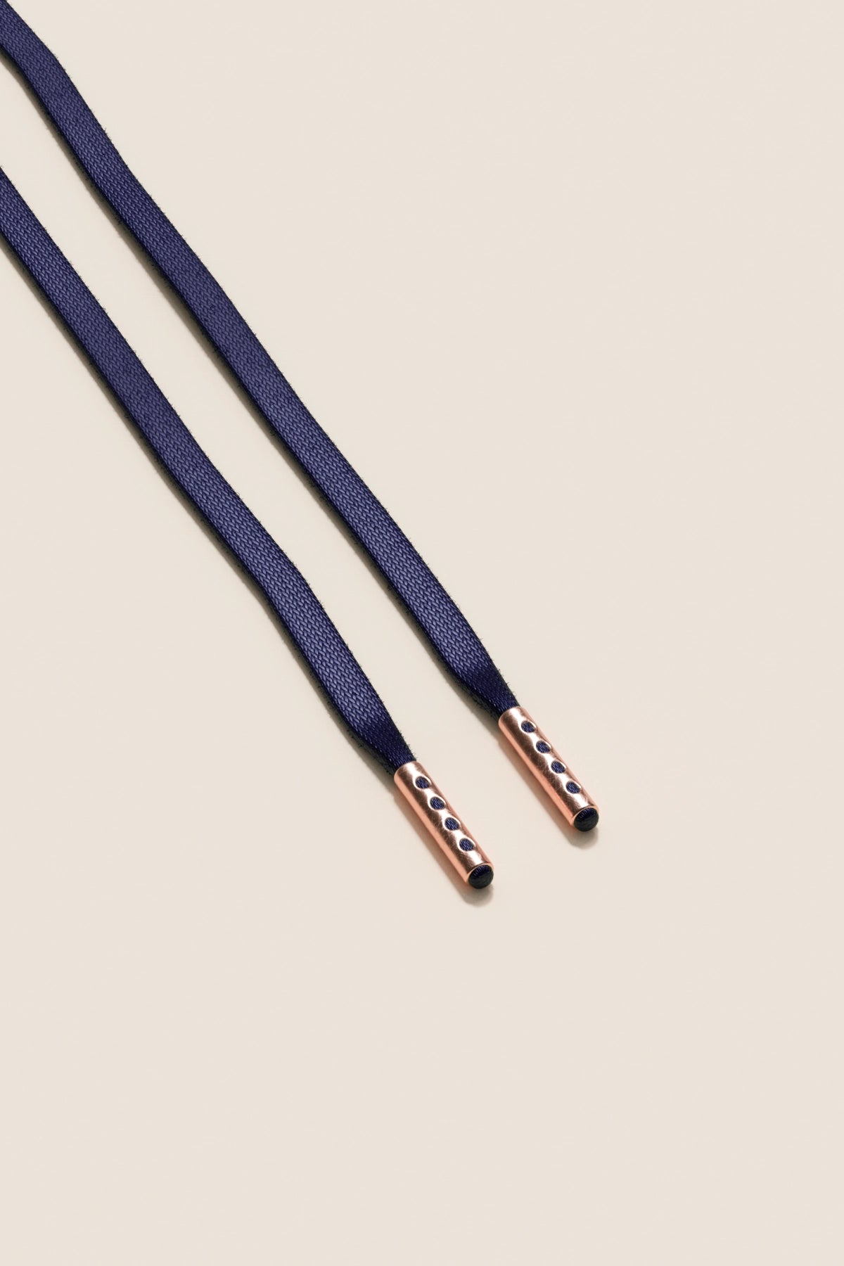 Senkels Dark Blue 3mm Flat Waxed Shoelaces with Rose Gold Aglets