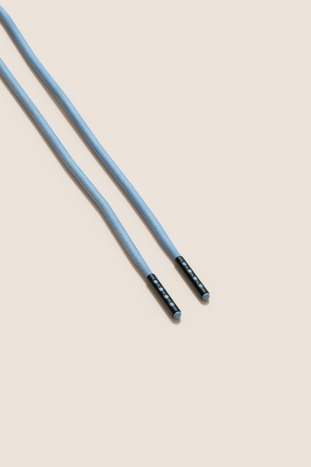 Senkels Light Blue 2.5mm Round Waxed Shoelaces with Black Matte Aglets