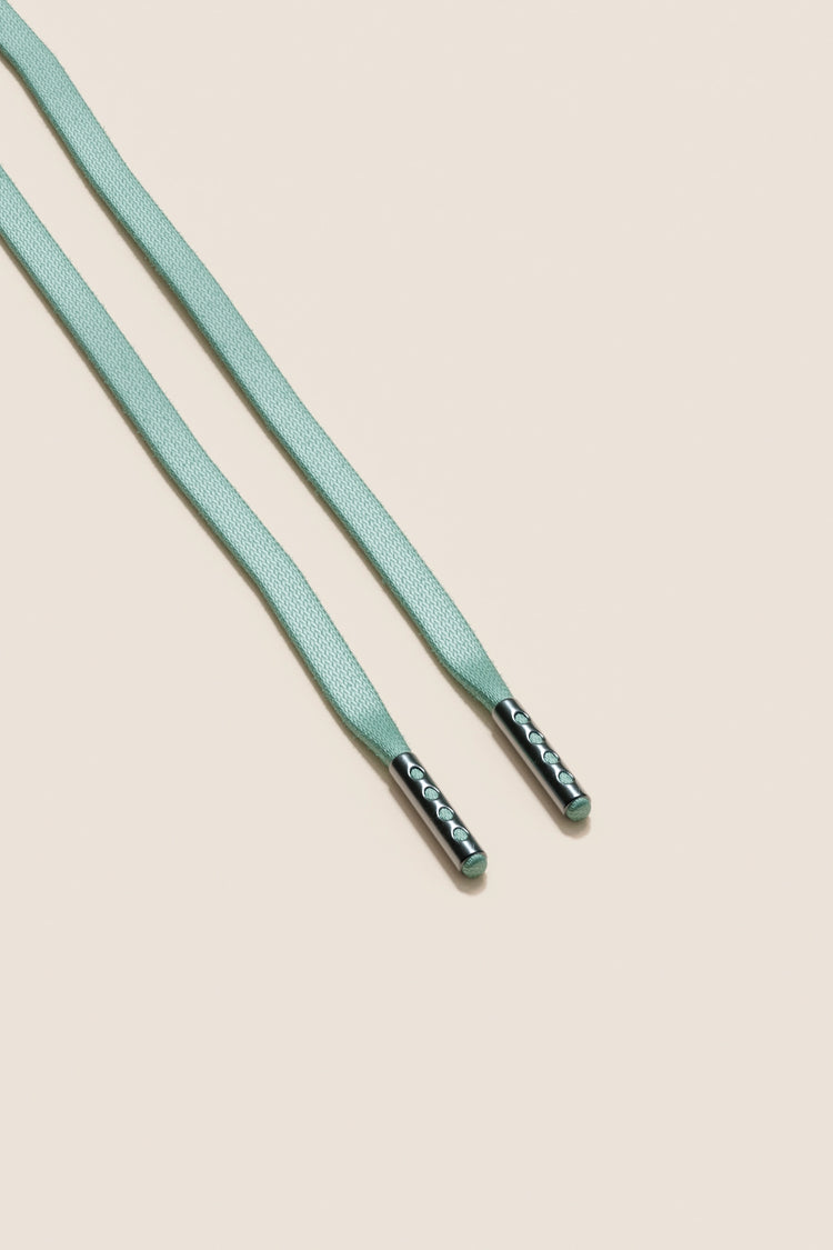 Senkels Mint Green 3mm Flat Waxed Shoelaces with Black Nickel Aglets