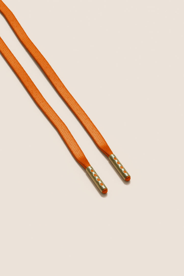 Senkels Orange 3mm Flat Waxed Shoelaces with Brass Aglets