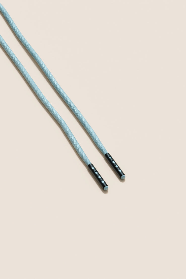 Senkels Pastel Blue 2.5mm Round Waxed Shoelaces with Black Matte Aglets