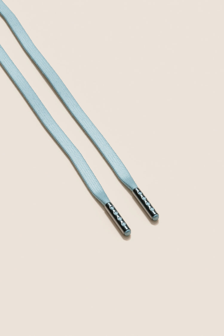 Senkels Pastel Blue 3mm Flat Waxed Shoelaces with Black Nickel Aglets
