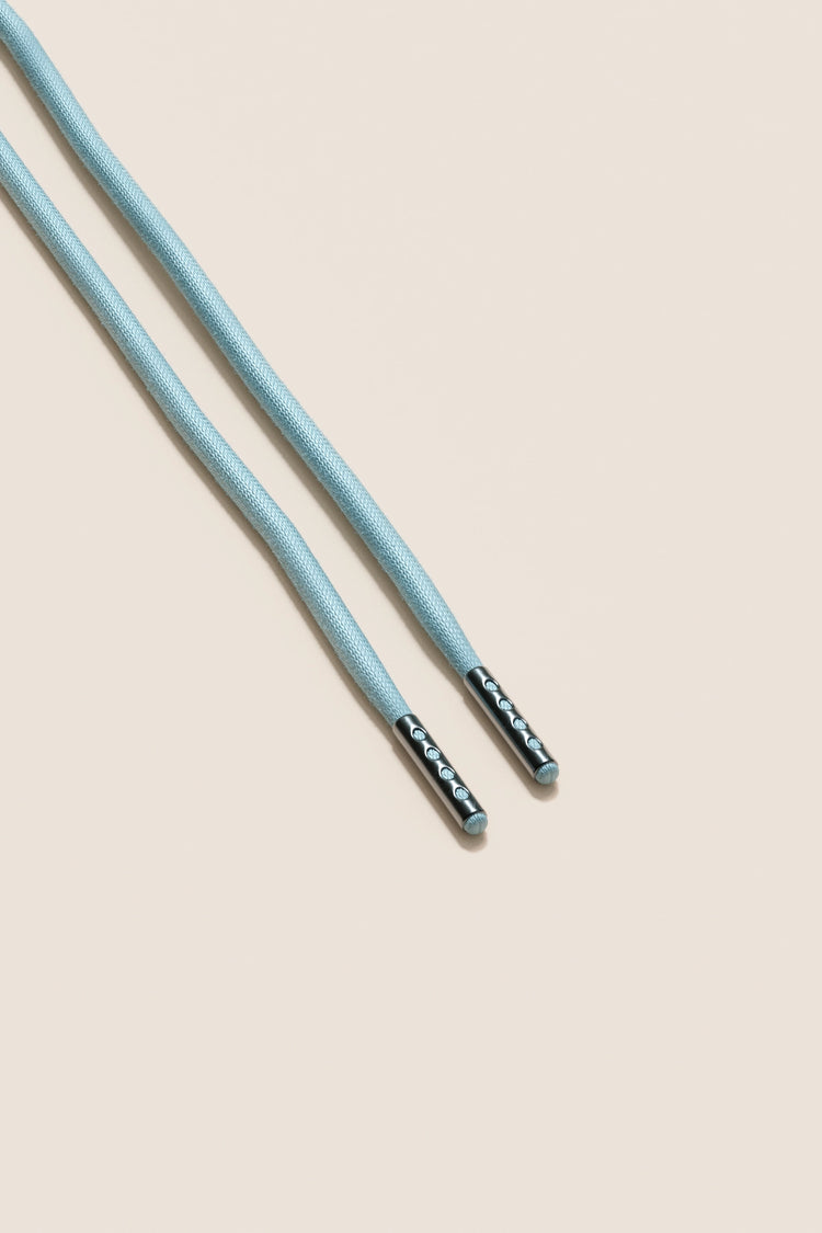 Senkels Pastel Blue 4mm Round Waxed Shoelaces with Black Nickel Aglets