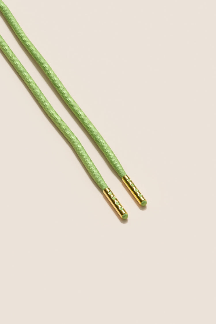 Senkels Pastel Green 4mm Round Waxed Shoelaces with Gold Aglets