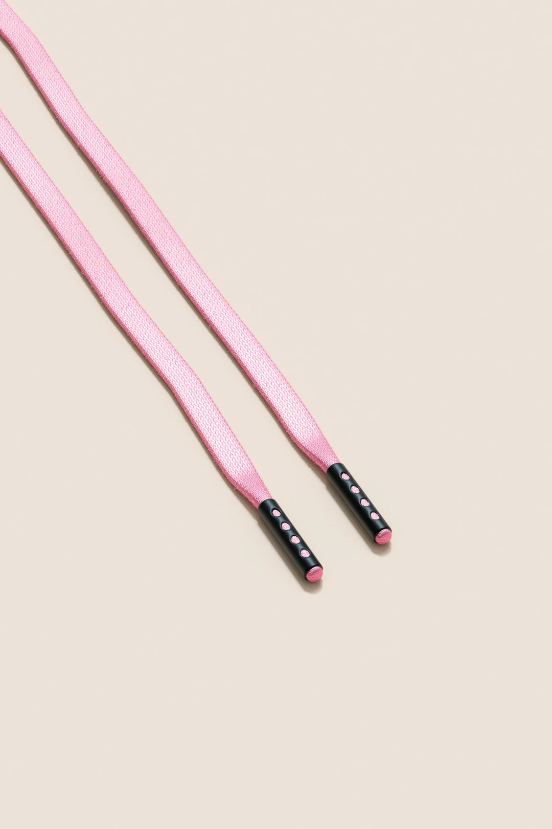Senkels Pastel Pink 3mm Flat Waxed Shoelaces with Black Matte Aglets