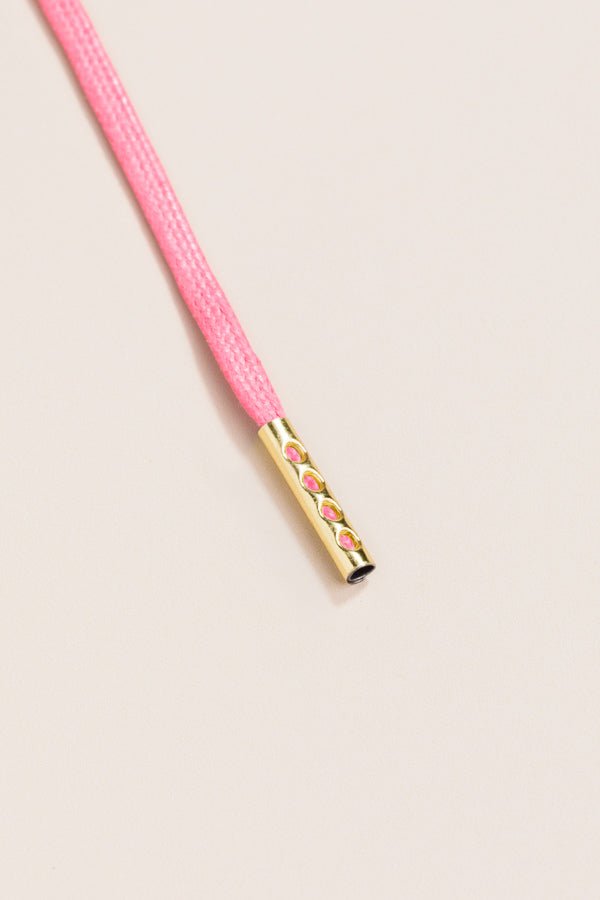 Pink - 4mm round waxed shoelaces for boots and shoes made from 100% organic cotton - Senkels