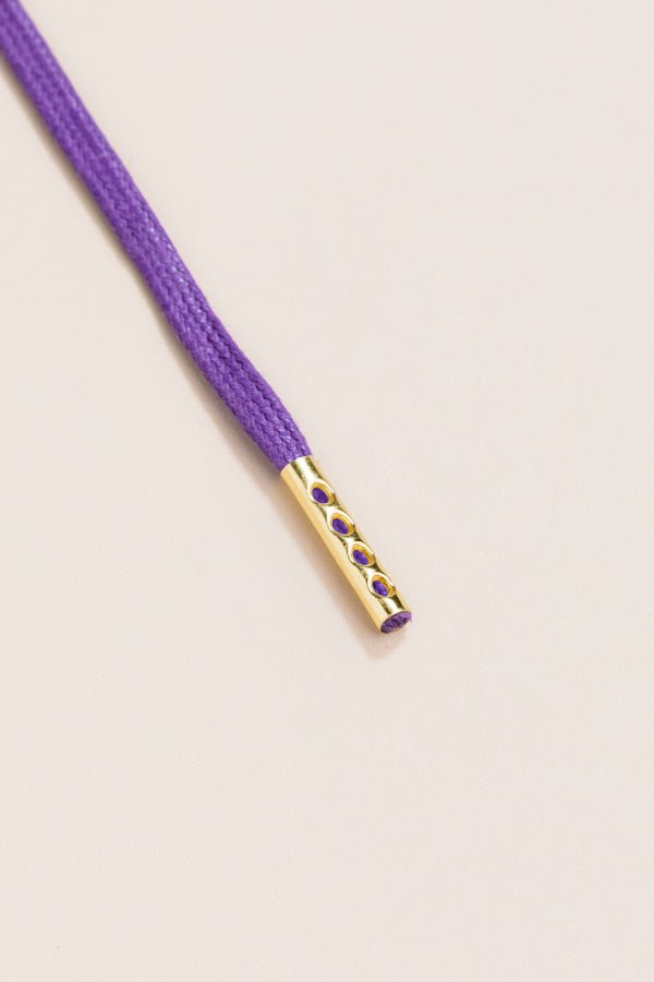 Purple - 4mm round waxed shoelaces for boots and shoes made from 100% organic cotton - Senkels