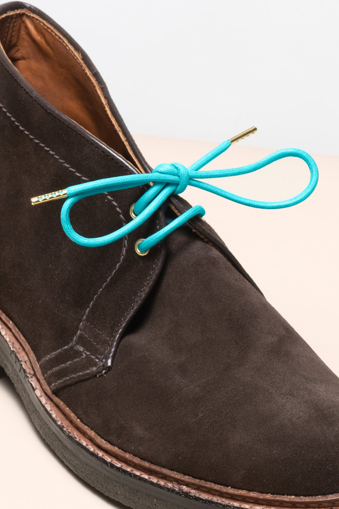 Turquoise - 4mm round waxed shoelaces for boots and shoes made from 100% organic cotton - Senkels