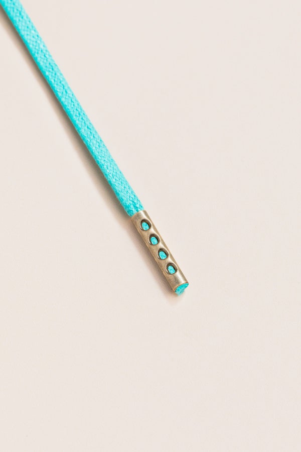 Turquoise - 4mm round waxed shoelaces for boots and shoes made from 100% organic cotton - Senkels